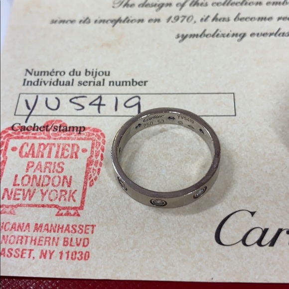 Cartier Diamond Love 18K Gold Band Ring 8 Diamonds - Picture 8 of 16